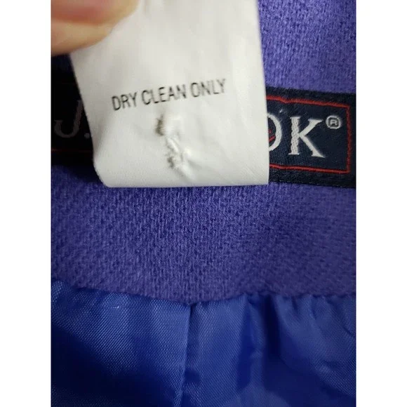 JG Hook Jacket Women's Size 14 Purple Wool Lined Long Sleeve Cropped flaw - Picture 9 of 9